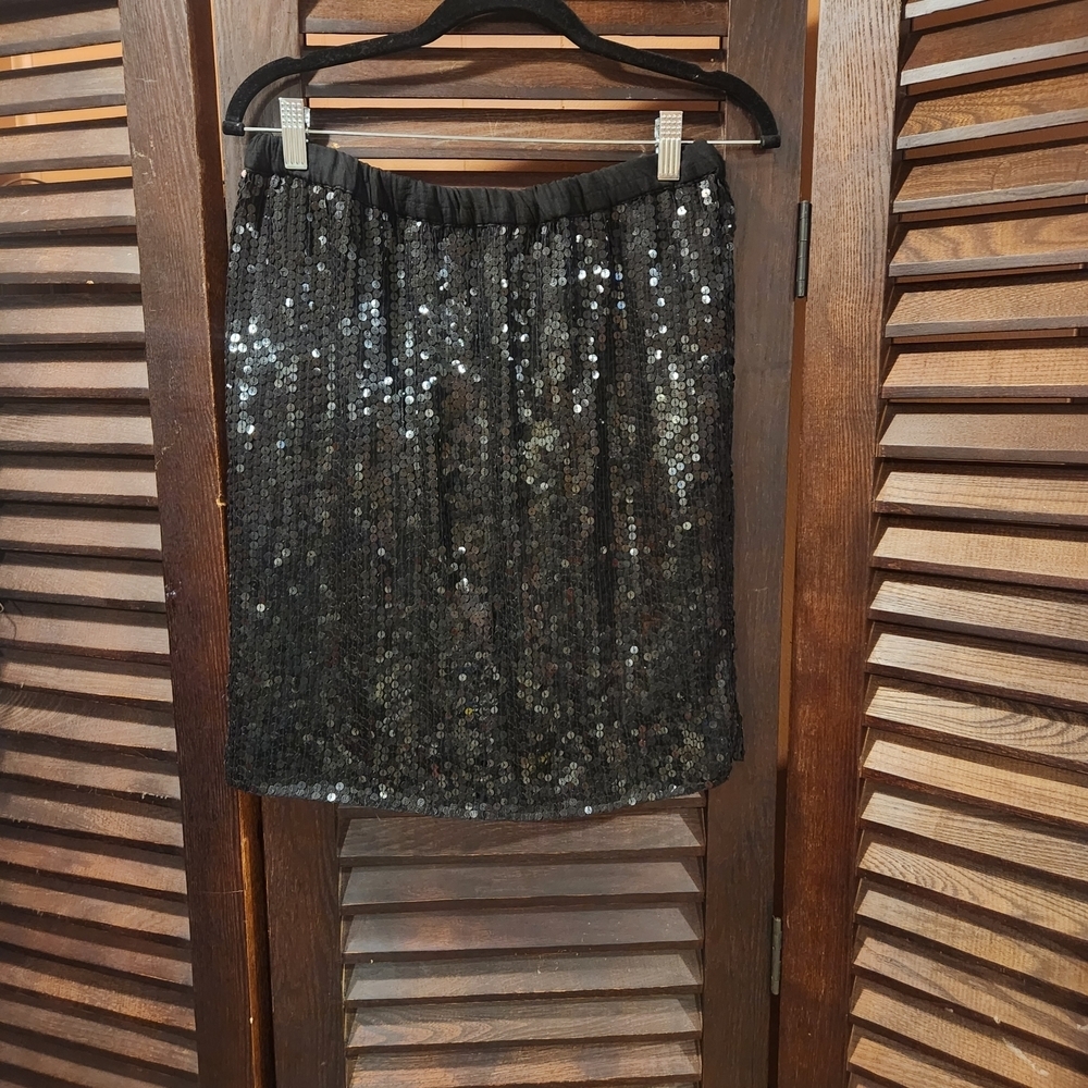 Vintage Black Sequin Mini Skirt